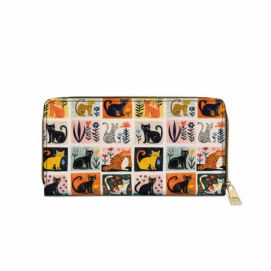  Leather Clutch Purse With Wristlet Strap Handle Cat Fantasy Garden