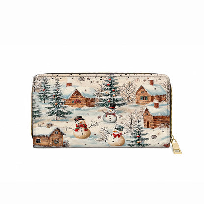  Leather Clutch Purse With Wristlet Strap Handle Snow Melody