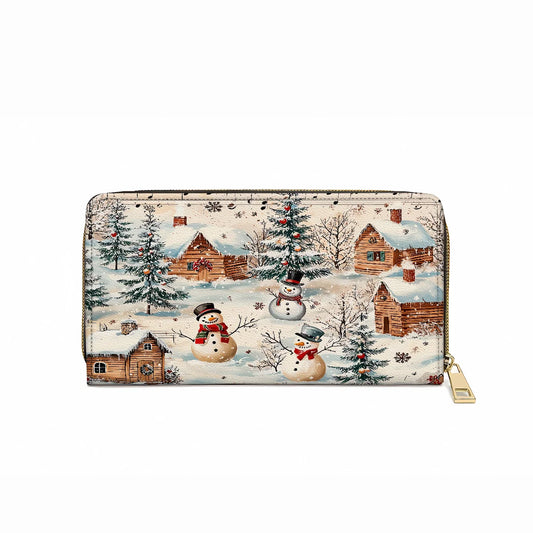  Leather Clutch Purse With Wristlet Strap Handle Snow Melody