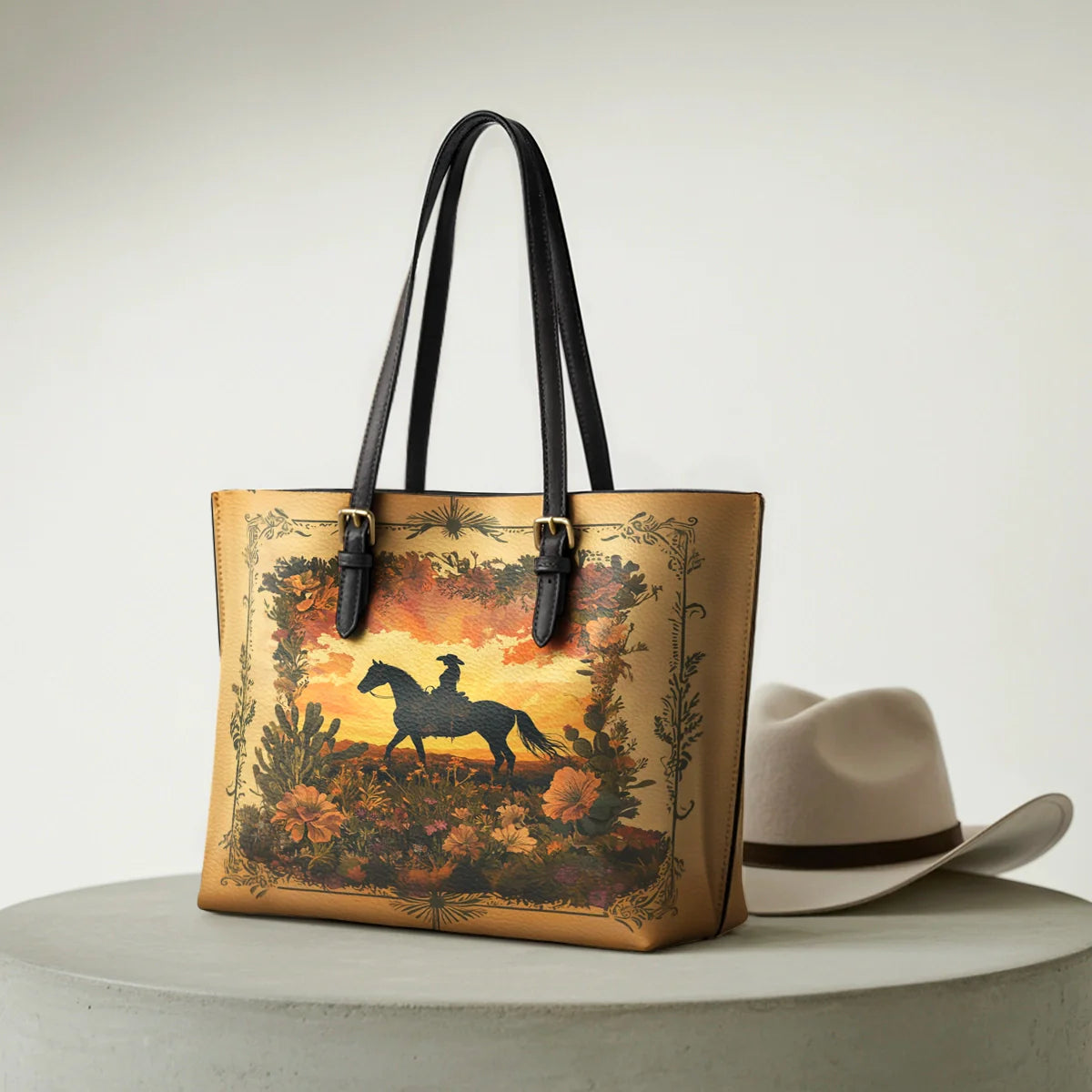  Desert Bloom Ride Leather Tote Bag