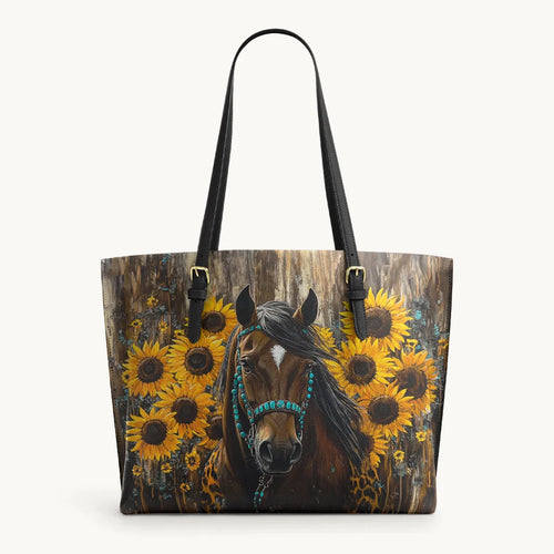  Sunflower Horseheart Leather Tote Bag