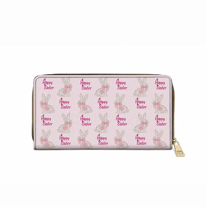  Leather Clutch Purse With Wristlet Strap Handle Easter Day Sweet Bunny