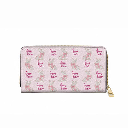  Leather Clutch Purse With Wristlet Strap Handle Easter Day Sweet Bunny