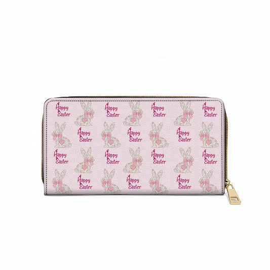  Leather Clutch Purse With Wristlet Strap Handle Easter Day Sweet Bunny