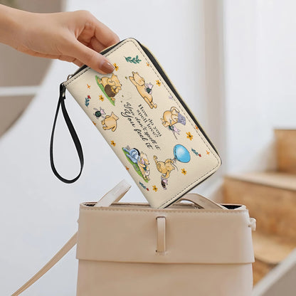  Leather Clutch Purse With Wristlet Strap Handle Pooh The Love