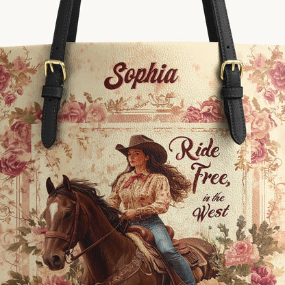  Personalized Wild Rose Rider Leather Tote Bag
