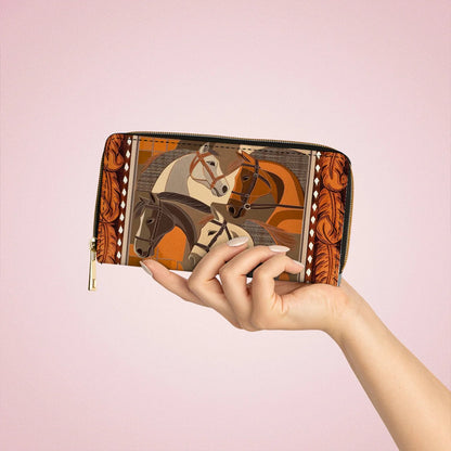  Leather Clutch Purse With Wristlet Strap Handle Masterpiece In Horse
