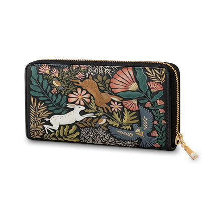  Leather Clutch Purse With Wristlet Strap Handle Forest Tale