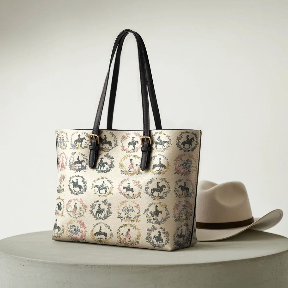  Wildflower Waltz Leather Tote Bag