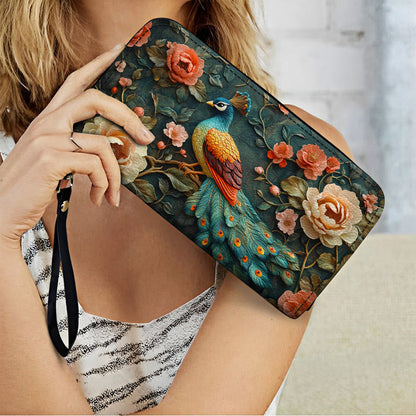  Leather Clutch Purse With Wristlet Strap Handle Timeless Splendor