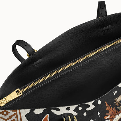  Floral Longhorn Spirit Leather Tote Bag