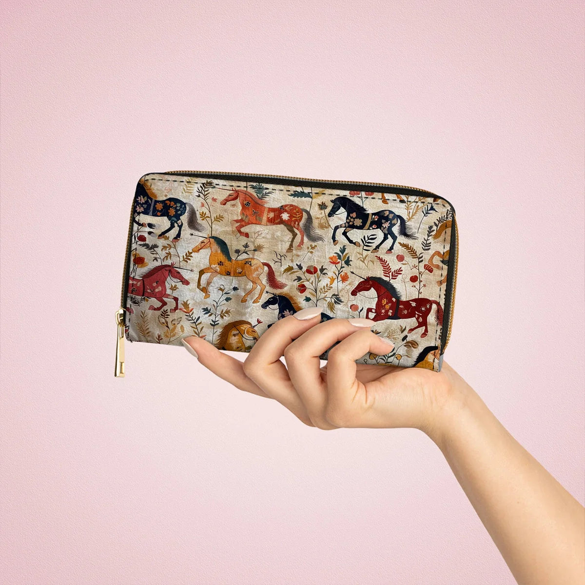  Leather Clutch Purse With Wristlet Strap Handle Wild Gallop