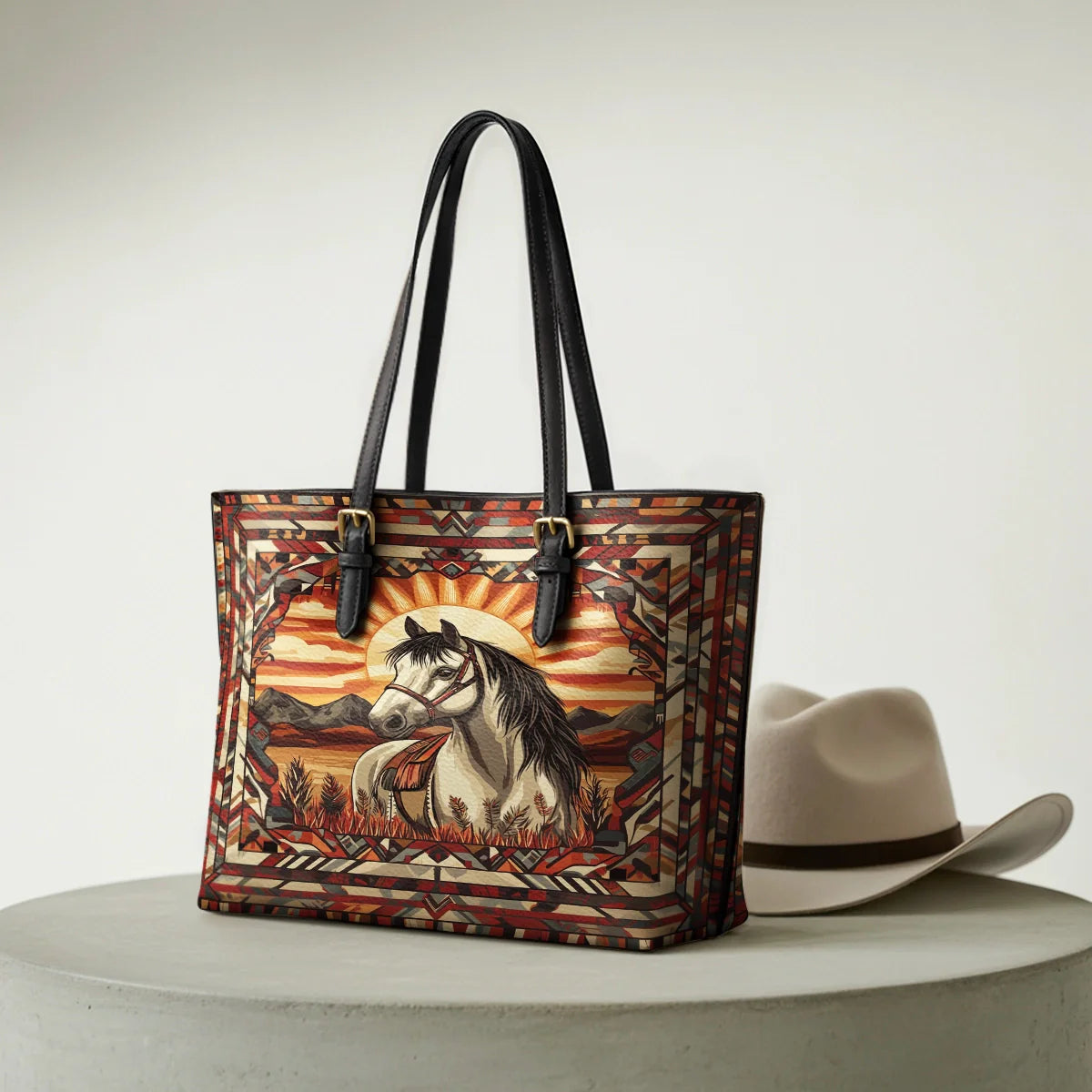  Sunrise Spirit Leather Tote Bag
