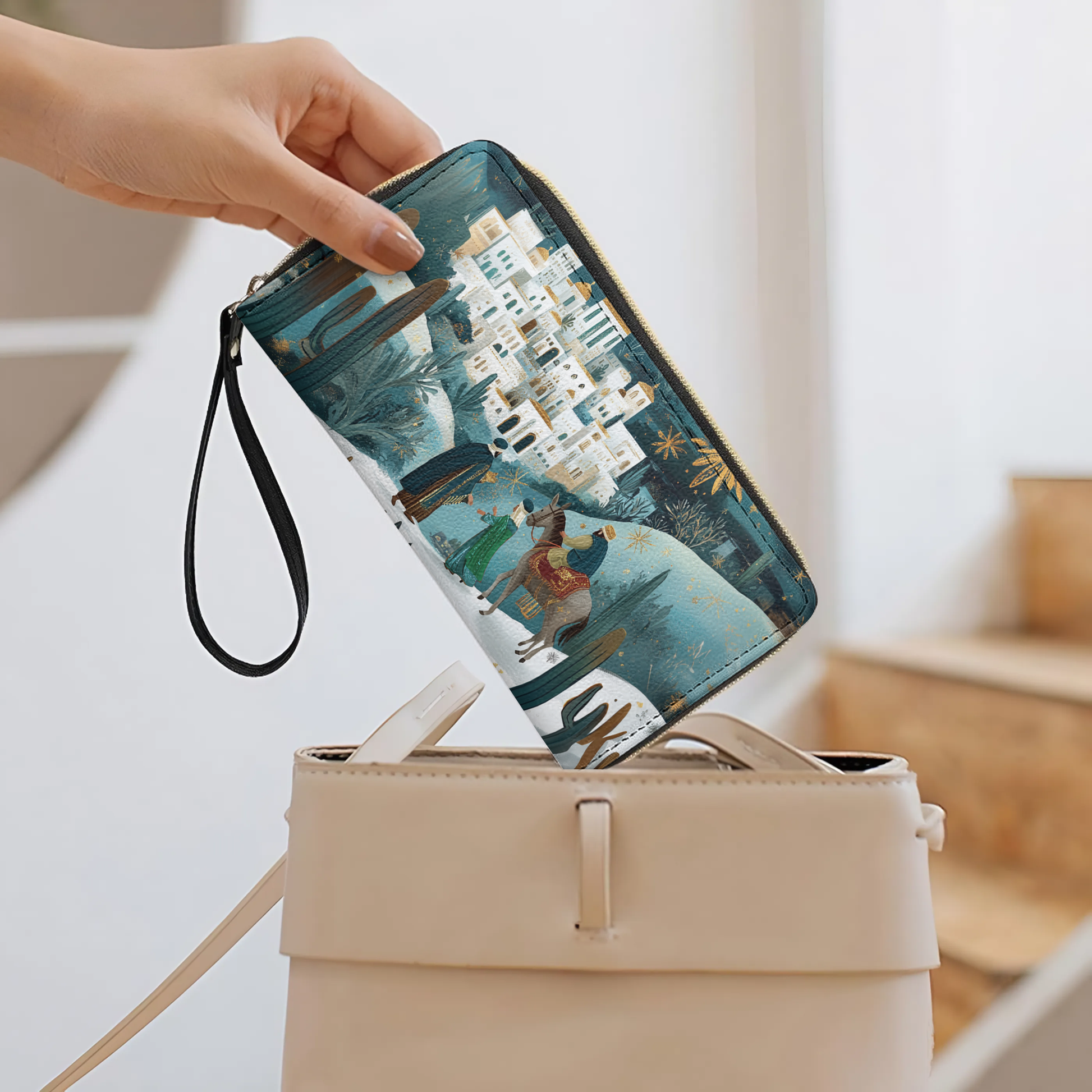  Leather Clutch Purse With Wristlet Strap Handle Journey of the Wise