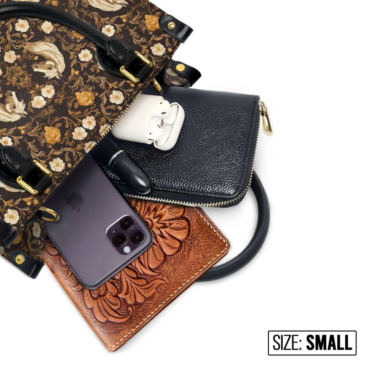  Golden Mane Bloom Leather Bag