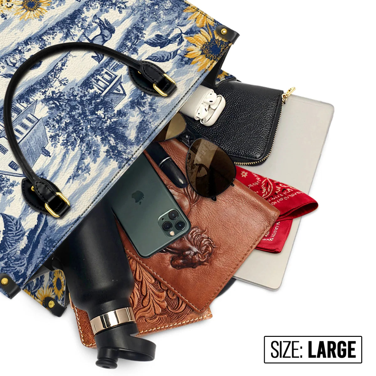  Toile Sunflower Prairie Leather Bag