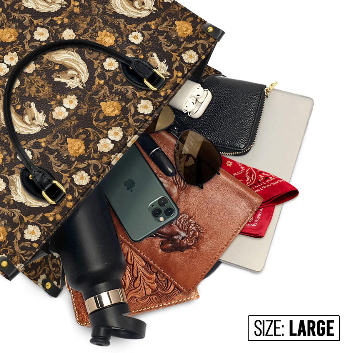  Golden Mane Bloom Leather Bag