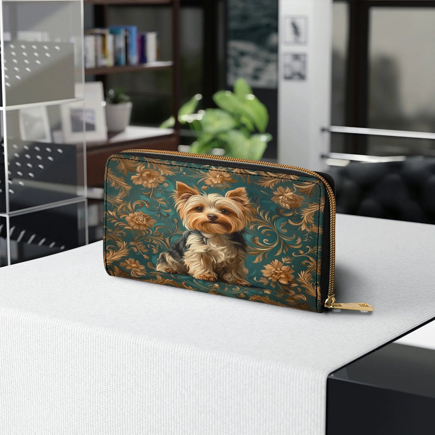  Leather Clutch Purse With Wristlet Strap Handle Regal Yorkie Elegance