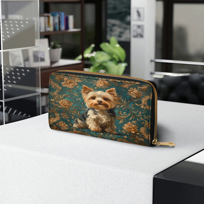  Leather Clutch Purse With Wristlet Strap Handle Regal Yorkie Elegance