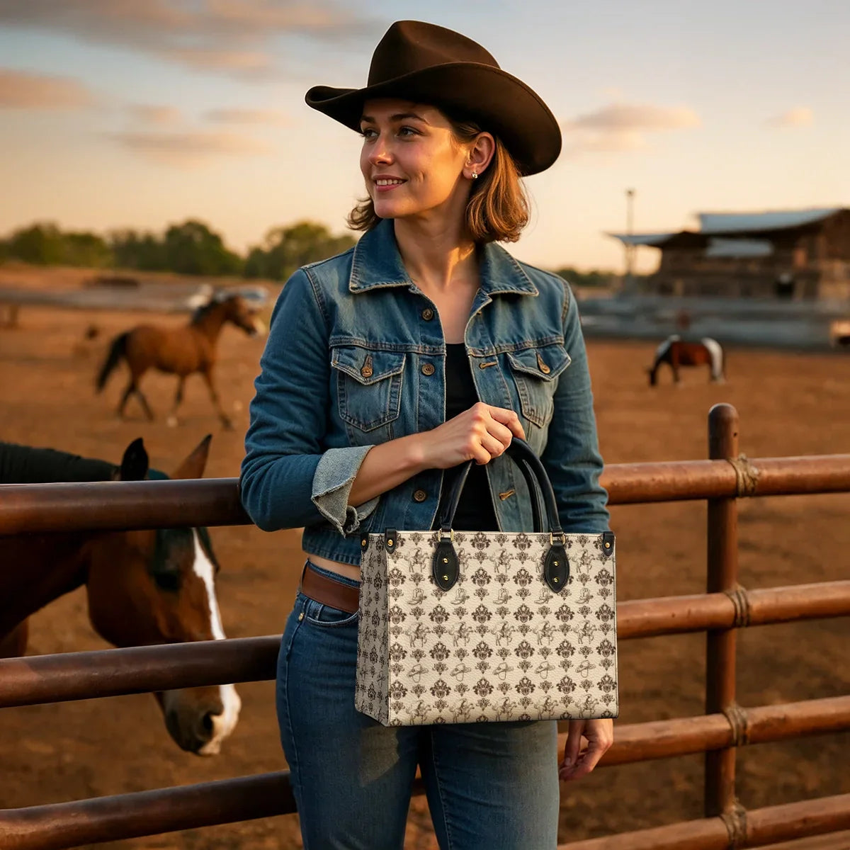  Cowboy Toile Leather Bag