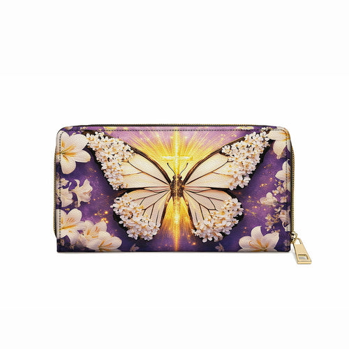  Leather Clutch Purse With Wristlet Strap Handle Pure Wings of Grace