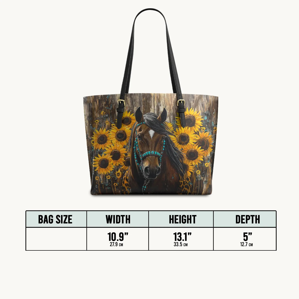  Sunflower Horseheart Leather Tote Bag