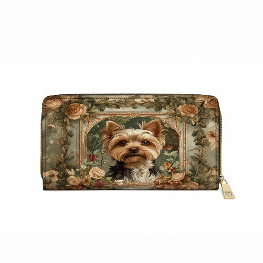  Leather Clutch Purse With Wristlet Strap Handle Luxe Yorkie Companion