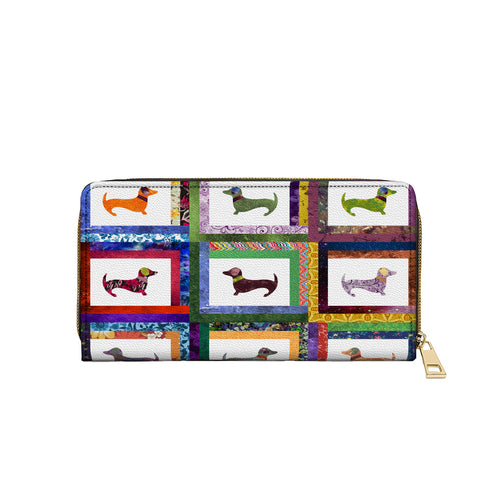  Leather Clutch Purse With Wristlet Strap Handle Dachshund Friends