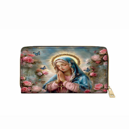  Leather Clutch Purse With Wristlet Strap Handle Holy Rosary