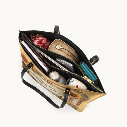  Personalized Wild Spirit Bloom Leather Tote Bag