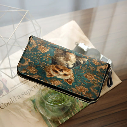  Leather Clutch Purse With Wristlet Strap Handle Regal Yorkie Elegance