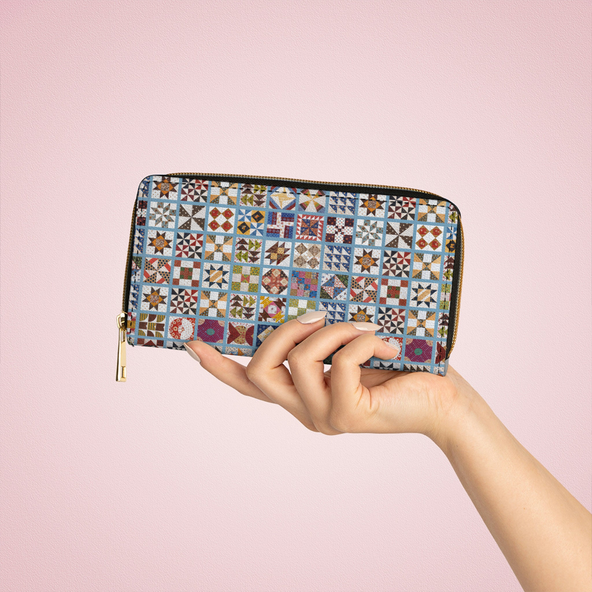  Leather Clutch Purse With Wristlet Strap Traditional Quilting Blocks