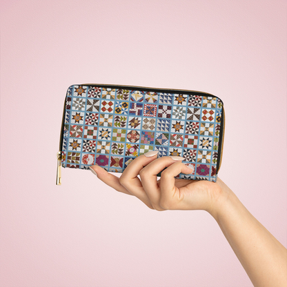  Leather Clutch Purse With Wristlet Strap Traditional Quilting Blocks