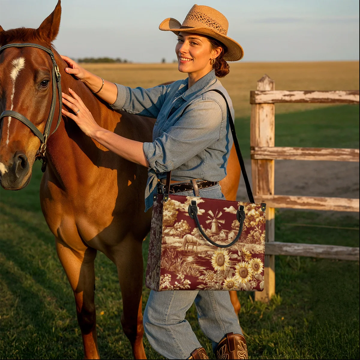  Rustic Bloom Leather Bag
