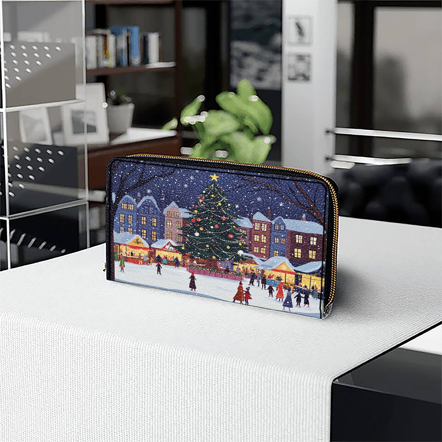  Leather Clutch Purse With Wristlet Strap Handle Christmas Market