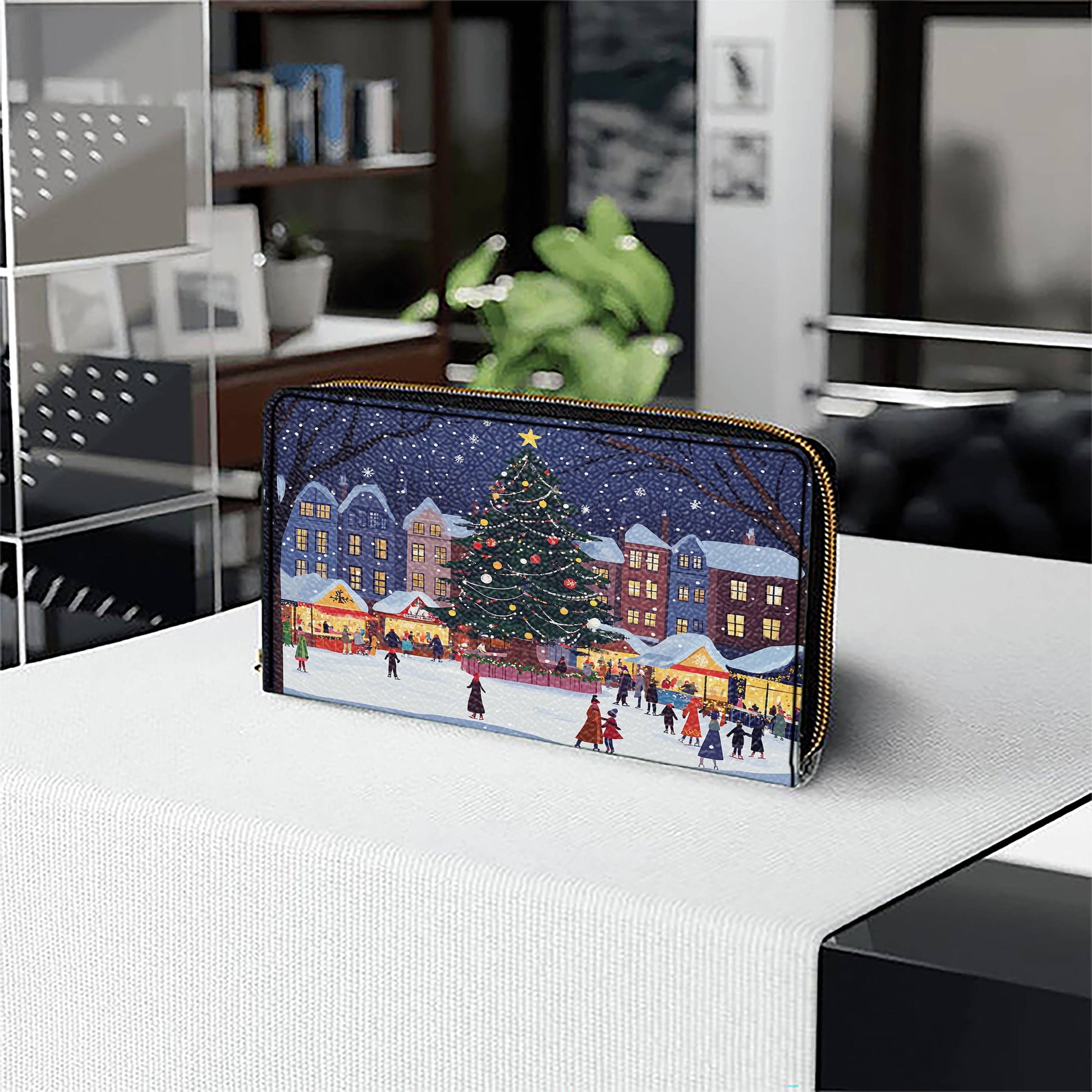  Leather Clutch Purse With Wristlet Strap Handle Christmas Market
