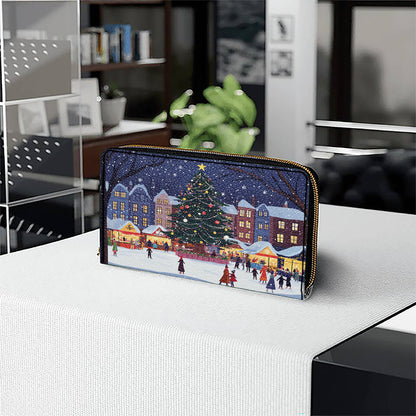  Leather Clutch Purse With Wristlet Strap Handle Christmas Market