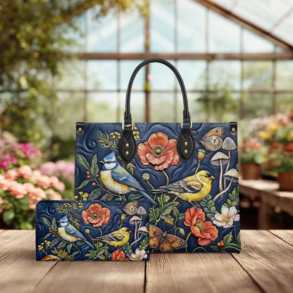  Leather Clutch Purse With Wristlet Strap Handle Midnight Garden