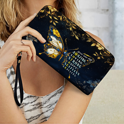  Leather Clutch Purse With Wristlet Strap Handle You Are My Mother