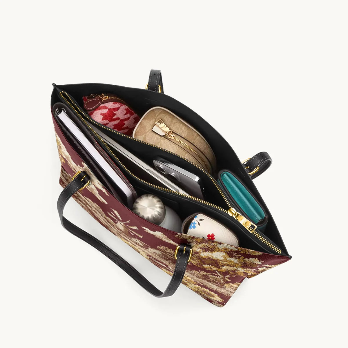 Rustic Bloom Leather Tote Bag
