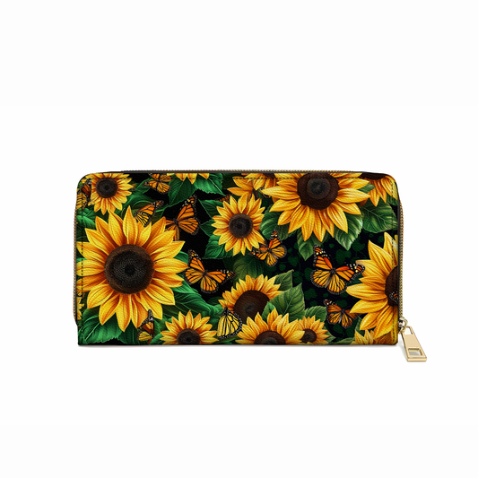  Leather Clutch Purse With Wristlet Strap Handle Sunflower Mama