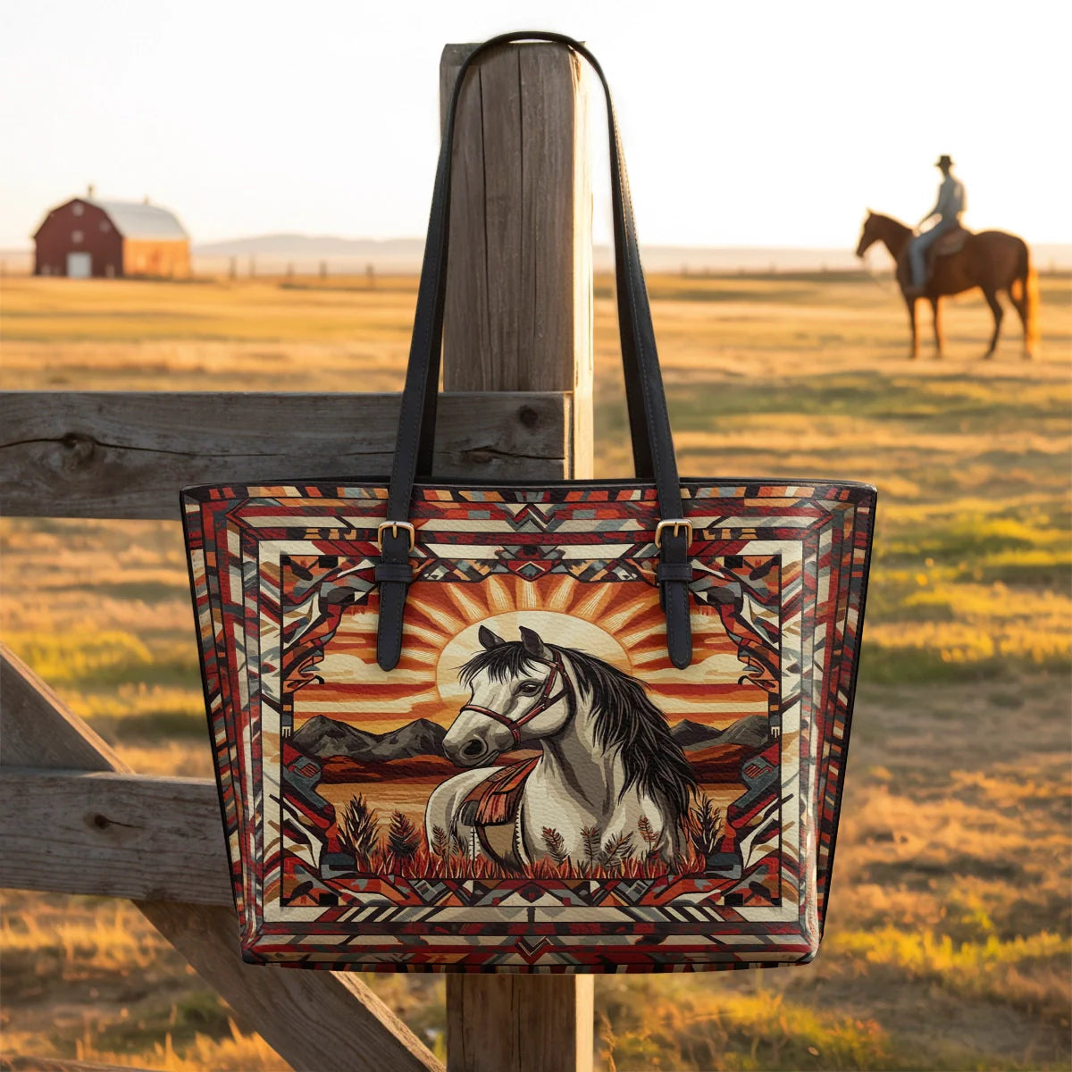  Sunrise Spirit Leather Tote Bag