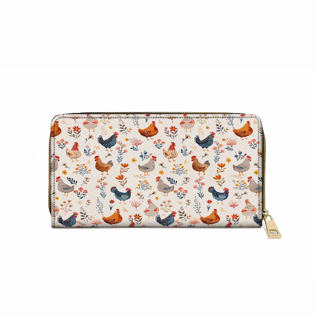  Leather Clutch Purse With Wristlet Strap Handle Chicken Flower