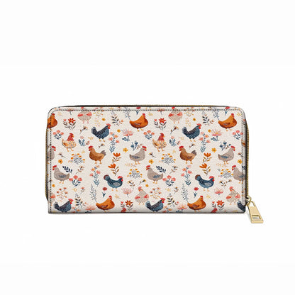  Leather Clutch Purse With Wristlet Strap Handle Chicken Flower