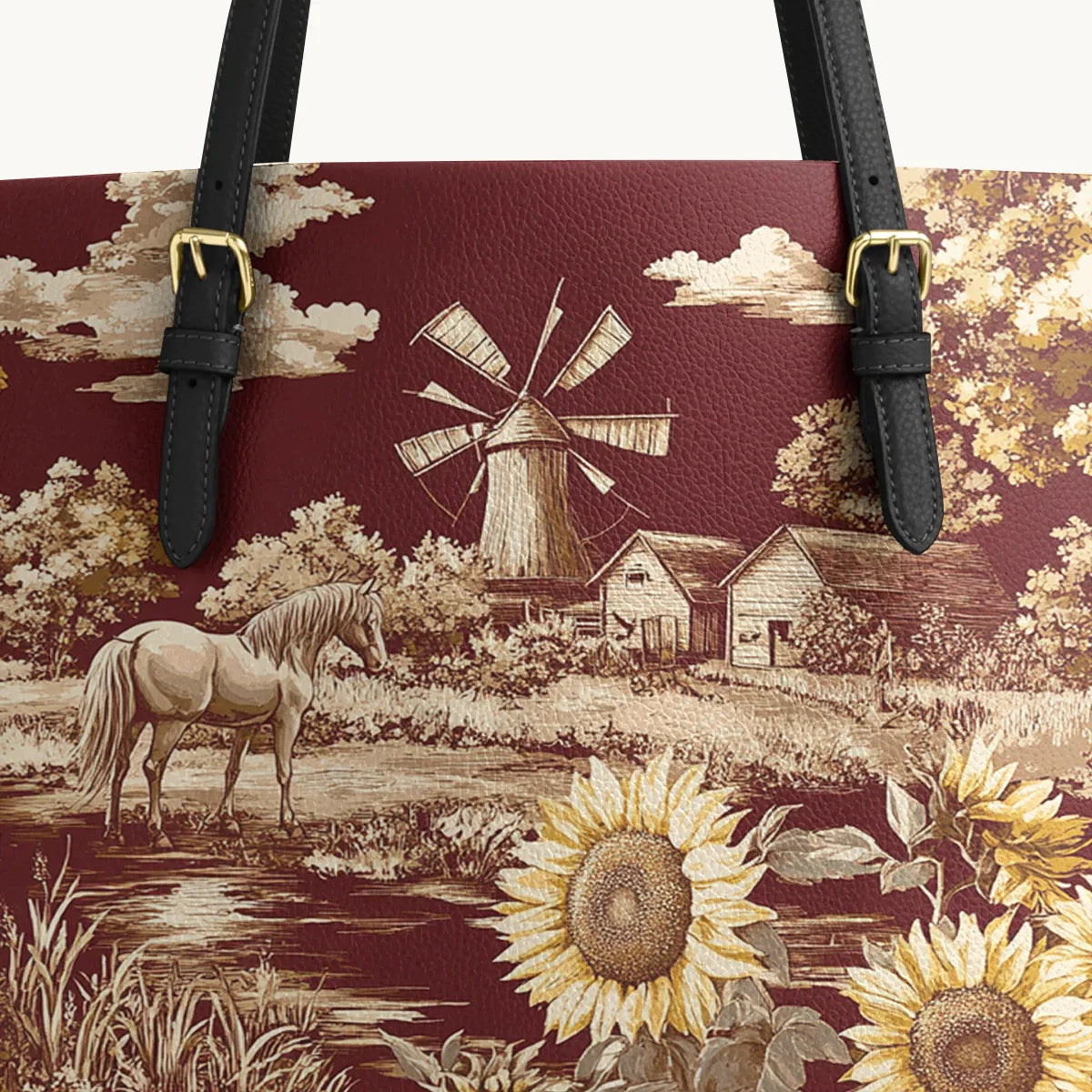  Rustic Bloom Leather Tote Bag