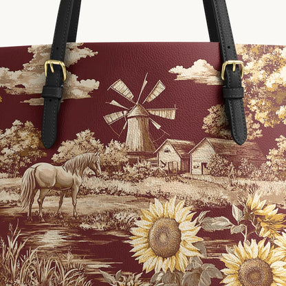  Rustic Bloom Leather Tote Bag