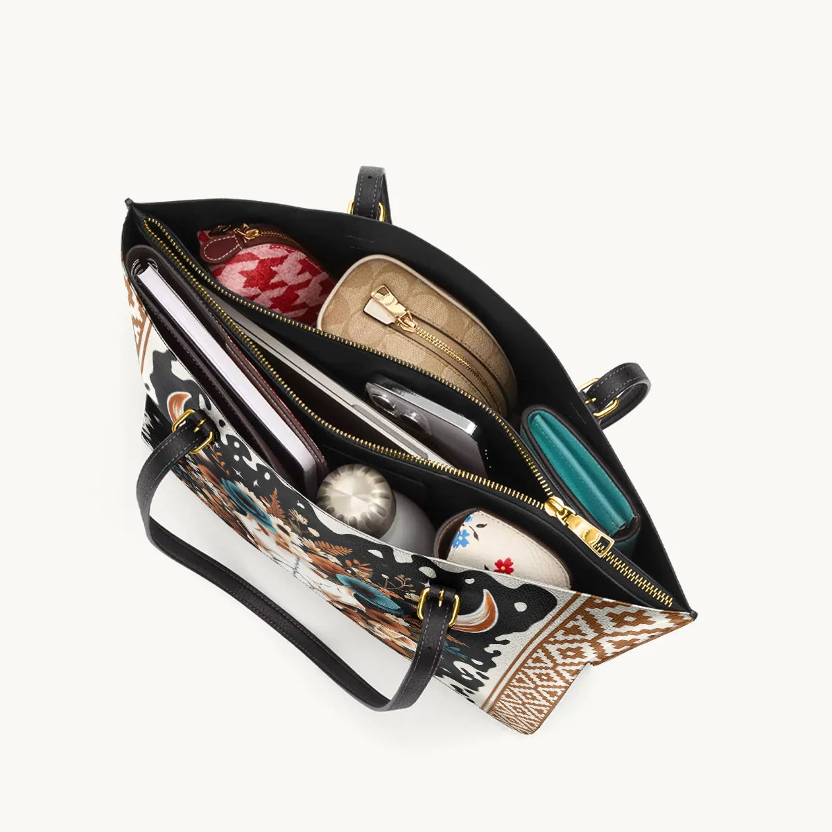  Floral Longhorn Spirit Leather Tote Bag