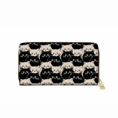  Leather Clutch Purse With Wristlet Strap Handle Cute Face Cats