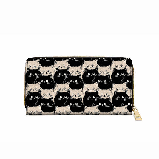  Leather Clutch Purse With Wristlet Strap Handle Cute Face Cats