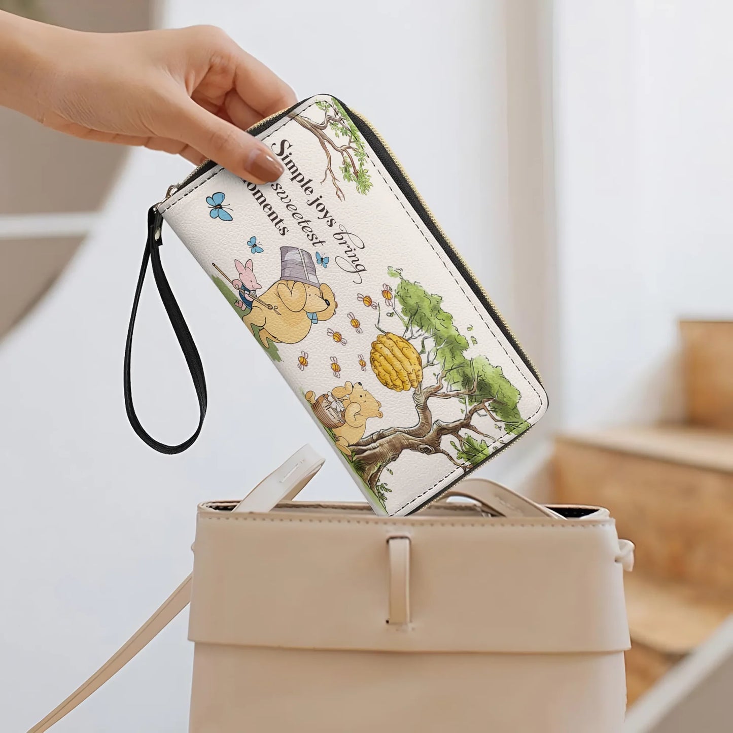  Leather Clutch Purse With Wristlet Strap Handle Sweet Moments